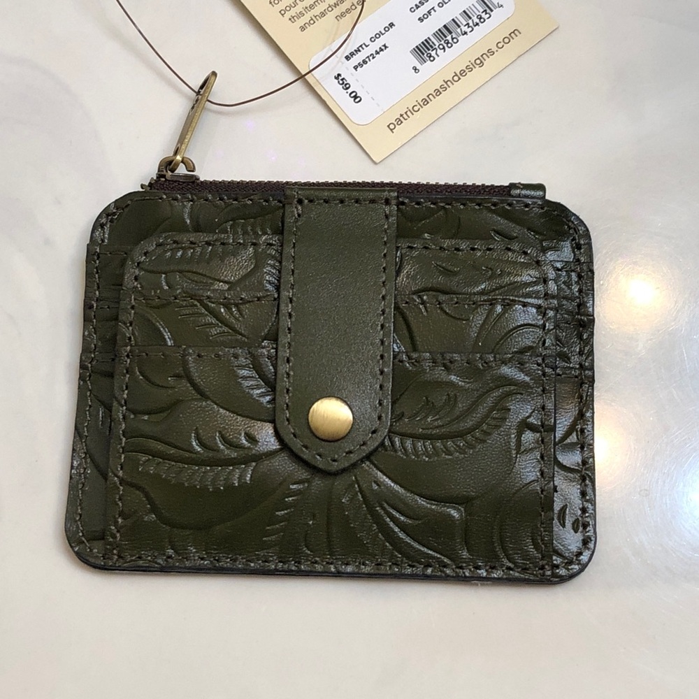 Patricia Nash Cassis Burnished Tooled Leather ID Card Case Soft Olive NWT - Picture 13 of 16